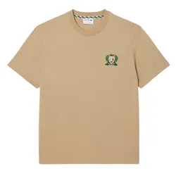 Áo Thun Nam Lacoste Men's Embroidered Badge TH0027 02S Tshirt Màu Be Size 3