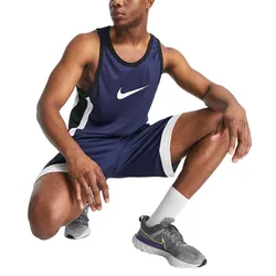 Bộ Quần Áo Cộc Tay Nam Nike Basketball Icon Swoosh Màu Xanh Đậm Size S (Form Á)