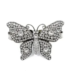 Cài Áo Nữ Gucci Rhinestone Butterfly Palm Cuff Màu Bạc Trắng