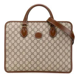 Cặp Xách Tay Nam Gucci GG Supreme Briefcase 2way Business Bag Brown PVC Leather 674143 Màu Be Nâu