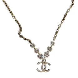 Dây Chuyền Nữ Chanel Pendant Necklace With Rhinestones Màu Vàng Gold