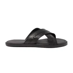 Dép Bottega Veneta Plage Crossover Woven Leather Sandals Màu Đen Size 42