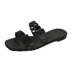 Dép Nữ Gucci Wanita High Quality GC Rubber Slides Flat Hitam Màu Đen