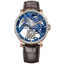 Đồng Hồ Nam Agelocer Bosch-Tourbillon 9004F2 Màu Xanh Nâu