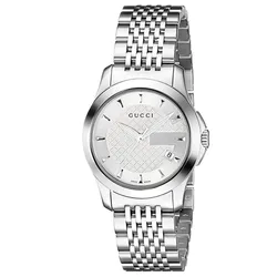Đồng Hồ Nữ Gucci Timeless Quartz White Dial Silver Tone YA126501 27mm Màu Bạc