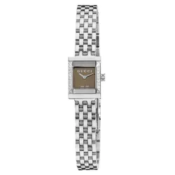 Đồng Hồ Nữ Gucci Women's G-Frame Square Silver Quartz Watch YA128508 Màu Bạc - Nâu