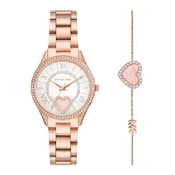 Đồng Hồ Nữ Michael Kors Lauryn Three-Hand Rose Gold-Tone Stainless Steel Watch MK1038 Màu Vàng Hồng (Kèm Vòng Đeo Tay)
