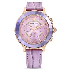 Đồng Hồ Nữ Swarovski Octea Lux Chrono Watch Swiss Made, Leather Strap, Purple, Rose Gold Tone Finish 5632263 Màu Tím