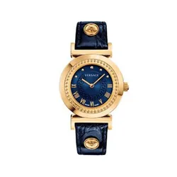Đồng Hồ Nữ Versace Vanity Quartz Movement Blue Dial Ladies Watches, 35mm P5Q80D282 S282 Màu Xanh Vàng