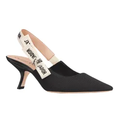 Giày Cao Gót Nữ Dior J'Adior Slingback Pump in Black Technical Fabric Màu Đen Be Size 36