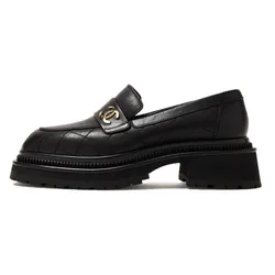 Giày Lười Nữ Chanel Loafers Women's Black Màu Đen Size 38