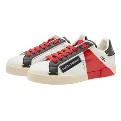 Giày Thể Thao Nam Dolce & Gabbana Multicolor Leather 1984 Milano Sneakers Màu Trắng - Đỏ Size 39