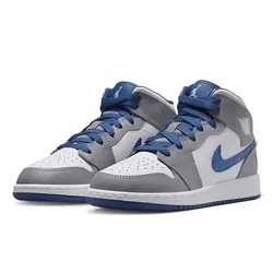 Giày Thể Thao Nam Nike Air Jordan 1 Mid GS True Blue Cement DQ8423-014 Màu Xanh Trắng Size 38.5