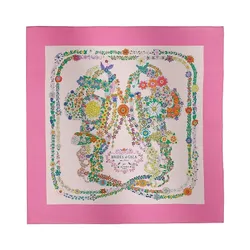Khăn Hermès Brides De Gala En Fleurs Scarf 90 Màu Hồng