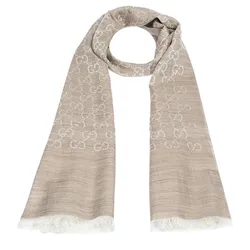Khăn Quàng Cổ Nữ Gucci Cream & Beige Wool And Silk Blend Fringed Stole Màu Be Kem
