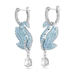 Khuyên Tai Nữ Swarovski Drop Earrings, Swan, Blue, Rhodium Plated 5660593 Màu Bạc Xanh
