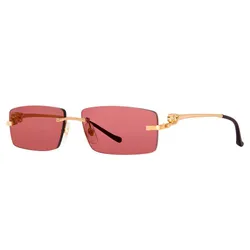Kính Mát Cartier CT0430S 009 Sunglasses Gold/Red Rectangle Shape Màu Đỏ