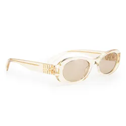 Kính Mát Nữ Miu Miu Cream Transparent Oval Sunglasses MU06ZS Màu Kem