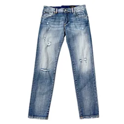 Quần Jean Nam Dolce & Gabbana D&G Logo Plaque Distressed In Blue GY07CD G8KO5 S9001 Màu Xanh Size 44