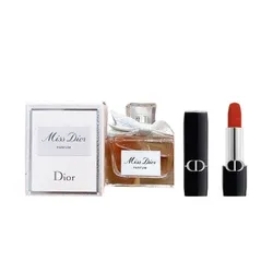 Set Nước Hoa Nữ Dior Miss Dior Parfum Và Son Dior Rouge Velvet Màu 777 Fahrenheit  Đỏ Cam Mini