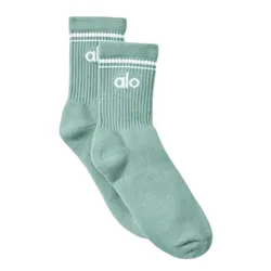 Tất Unisex Alo Yoga Half-Crew Throwback Sock Botanical Green Màu Xanh Lá Freesize