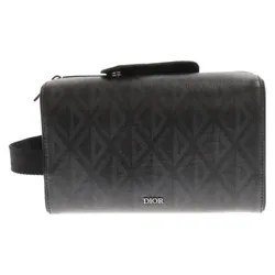 Túi Cầm Tay Nam Dior CD Diamond Canvas Travel Pouch Bag Black 2ADCA418CDP Màu Đen