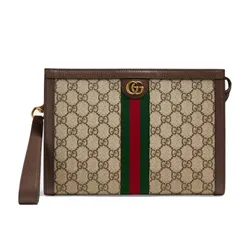 Túi Cầm Tay Nam Gucci Ophidia GG Pouch Màu Nâu
