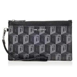 Túi Cầm Tay Nữ Karl Lagerfeld Quilted Wristlet Toiletry Bag Màu Đen