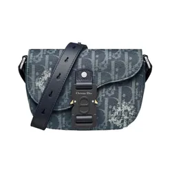 Túi Đeo Chéo Dior Denim Oblique Saddle Pouch With Strap Shoulder - 2ADCA435DD Màu Xanh Navy
