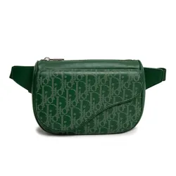 Túi Đeo Chéo Dior Oblique World Tour Saddle Belt Bag Calfskin 1ADPO223CLP Màu Xanh Lá