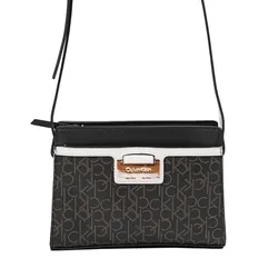 Túi Đeo Chéo Nữ Calvin Klein CK Nova H2DEIMP3 brn NWT Black/Brown Signature Leather Crossbody Bag Màu Nâu/Đen