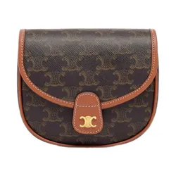 Túi Đeo Chéo Nữ Celine Mini Besace In Triomphe Canvas And Calfskin Màu Nâu Đen