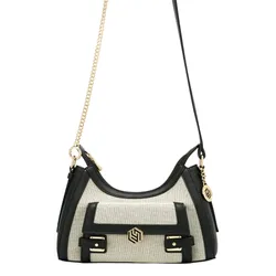 Túi Đeo Chéo Nữ Lyn Giselle Canvas Shoulder Bag Black LL25FBM638 Màu Đen