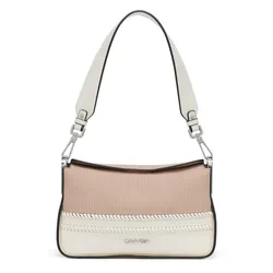Túi Đeo Vai Nữ Calvin Klein CK Fay Magnetic Woman Shoulder Bag White/Natural Multi Canvas Màu Trắng Phối Màu