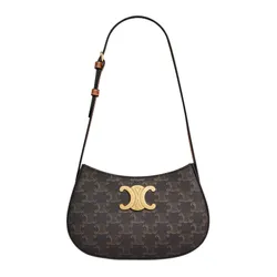 Túi Đeo Vai Nữ Celine Tilly Medium Bag in Triomphe Canvas and Calfskin 115702CUZ.04LU Màu Nâu