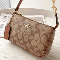 Túi Đeo Vai Nữ Coach Shoulder Bag Nolita 19 In Signature Canva Im/Khaki/Saddle Màu Nâu (Không Kèm Dây Đeo Chéo)