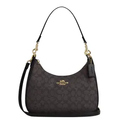 Túi Đeo Vai Nữ Coach Teri Hobo In Signature Canvas Bag CV940 Màu Nâu Đen