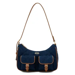 Túi Đeo Vai Nữ Lyn Autumn Denim Shoulder Bag Blue Variation 2 LL25FBT683 Màu Xanh Đậm