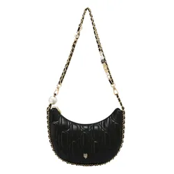 Túi Đeo Vai Nữ Lyn Mika Infinite Half Moon Shoulder Bag Black LL25FBM031 Màu Đen