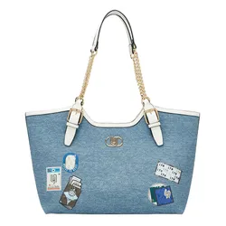Túi Tote Nữ Lyn Wander Infinite Xl Tote Bag Blue Variation 2 LL25CBM188 Màu Xanh Nhạt