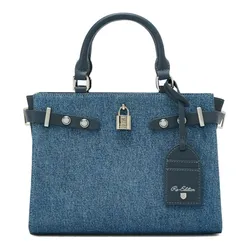 Túi Xách Nữ Lyn Raff Raw Top Handle L Handbag Blue Variation 2 LL25SBS328 Màu Xanh Denim
