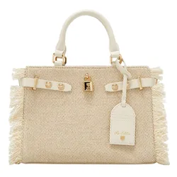 Túi Xách Nữ Lyn Raff Raw Top Handle L Handbag Ivory LL25SBS328 Màu Trắng Ngà