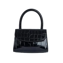 Túi Xách Tay By Far Mini Croco Embossed Leather Bag Black Màu Đen