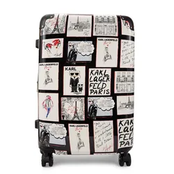 Vali Karl Lagerfeld 24-Inch Sunday Morning Hardside Spinner Suitcase Màu Trắng - Đen