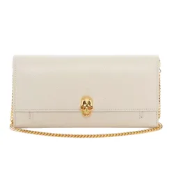 Ví Nữ Alexander Mcqueen Skull Patent Leather Wallet On Chain Màu Trắng