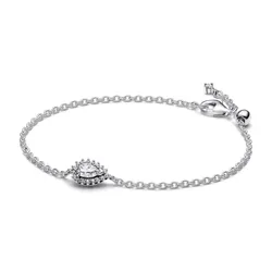 Vòng Đeo Tay Nữ Pandora Sparkling Pear Halo Chain Bracelet 593001C01 Màu Bạc Size 18