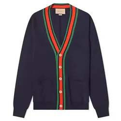 Áo Len Cardigan Nam Gucci Grg Trim Cardigan Màu Xanh Navy Size S