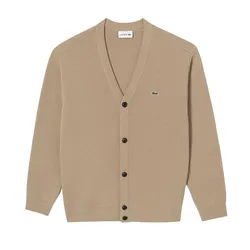Áo Len Cardigan Nam Lacoste Men's Y-Neck Cardigan AH260E 51NR 02S Màu Nâu Size 3