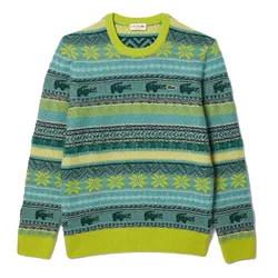 Áo Len Nam Lacoste Fair Isle Alpaca And Wool Blend Sweater AH5663-PAI Màu Xanh Họa Tiết