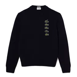 Áo Len Unisex Lacoste Wool And Cotton Blend Badge Sweater AH1779-HDE Màu Xanh Đen